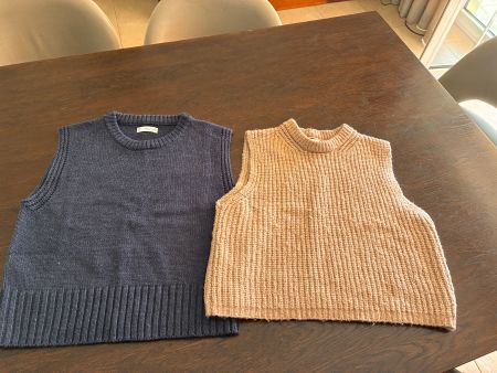 Ensemble 2 pulls sans manches MNG XS Beige et Bleu bon état