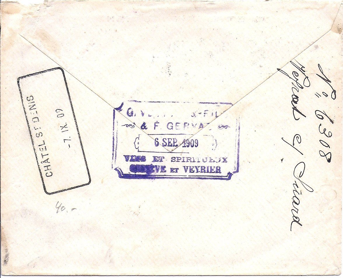 Alle Briefmarken: LETTRE DE LA MAISON VEYRAT, de Genève à Châtel - St - Denis – Gebraucht aus Les Verrières von Scampi0 1