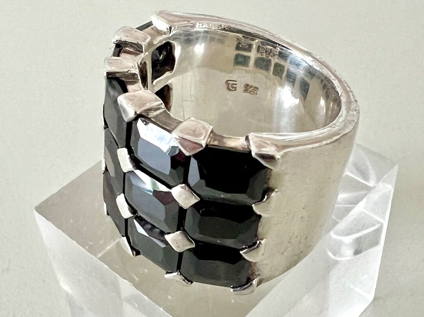 Anelli: Designer Statement Silberring 925+MP- Onyx facettiert - 22g – Usato da Ruswil venduto da artbyhand 1