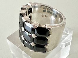 Designer Statement Silberring 925+MP- Onyx facettiert - 22g