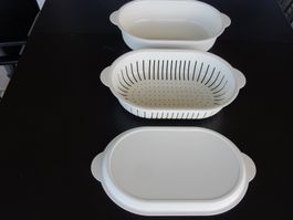 Abtropf-Behälter im ovalen Design 3-teilig