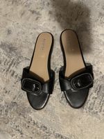 Balagan Black Leather Buckle Sliders, size 41