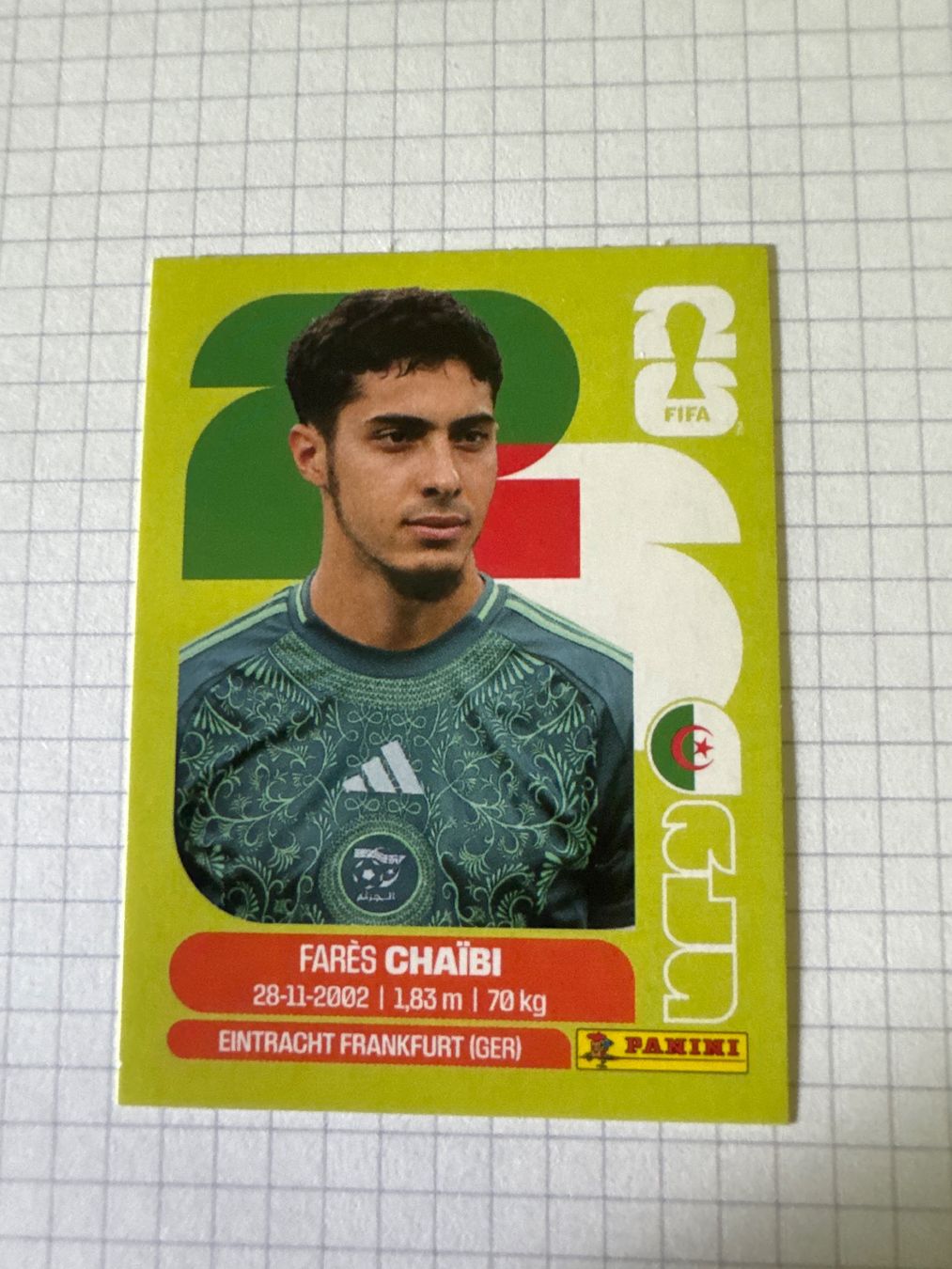 Panini Carte collezionabili: Panini Sticker WM 2026, ALG 14 Fares Chaibi – Nuovo (secondo la descrizione) da Winterthur venduto da mathis-spielsteine