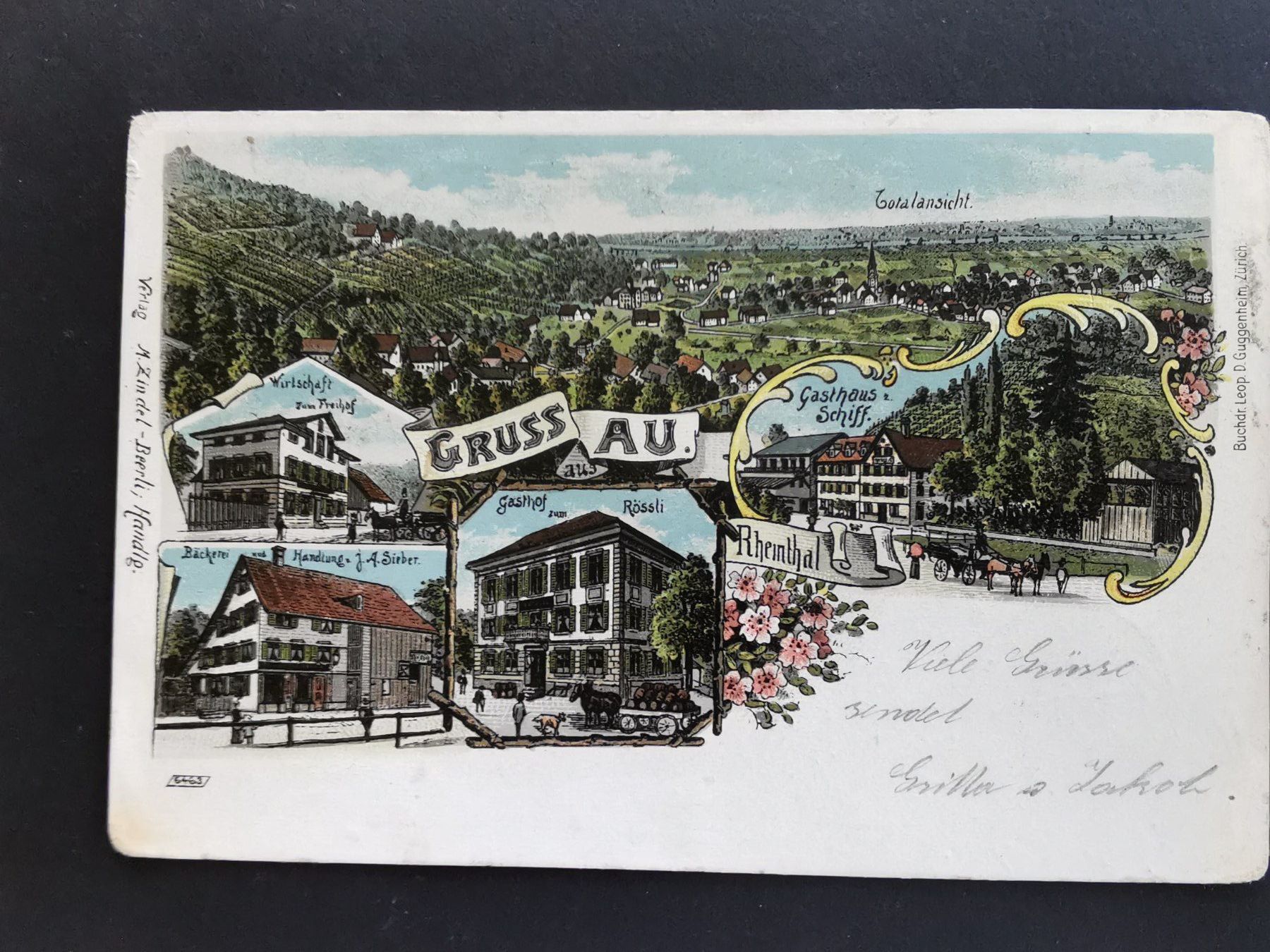 Ansichtskarten: Rheintal  Au  Ansichtskarte   Litho    1902 – Gebraucht aus Rheineck von kat_7gld
