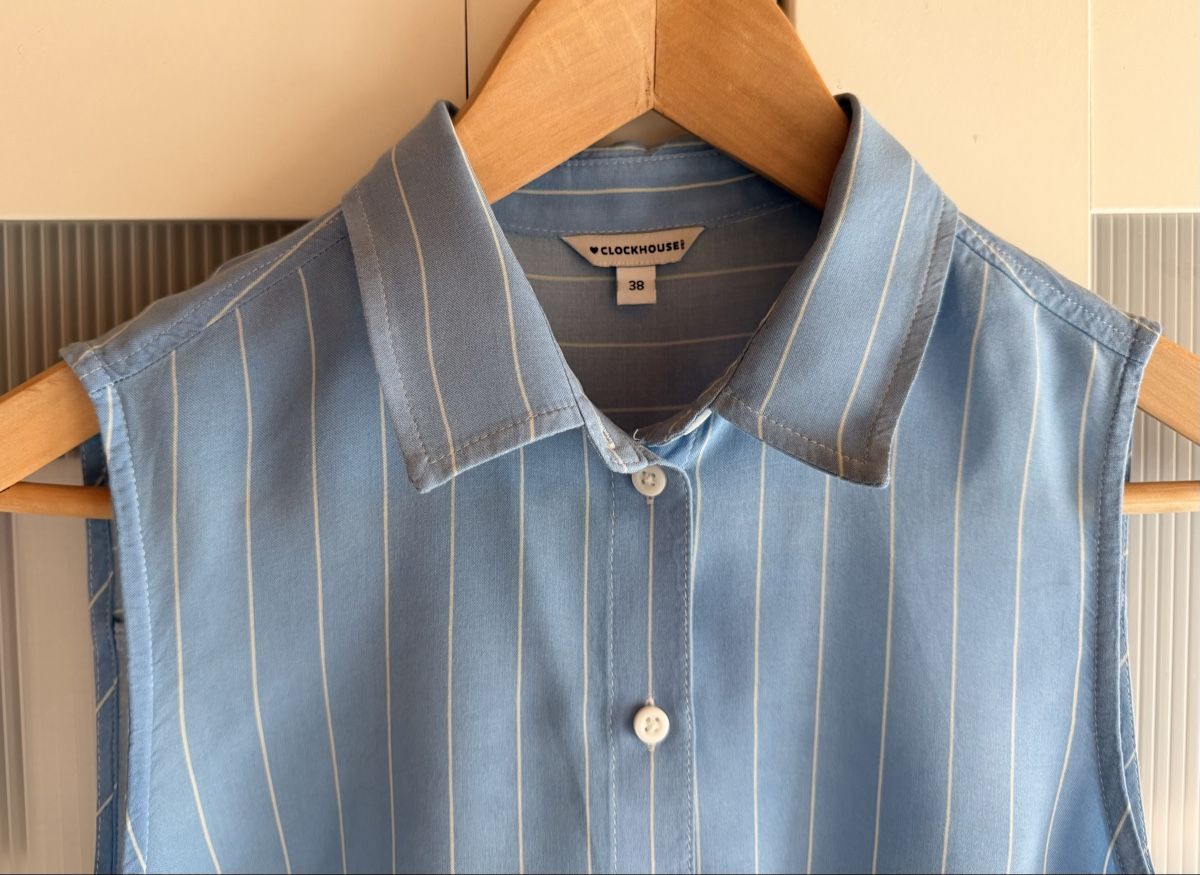 C&A Blusen: Bluse von clockhouse, Kurzarm, Hellblau Gestreift, Gr. 38! – Gebraucht aus Wila von sirisum 3