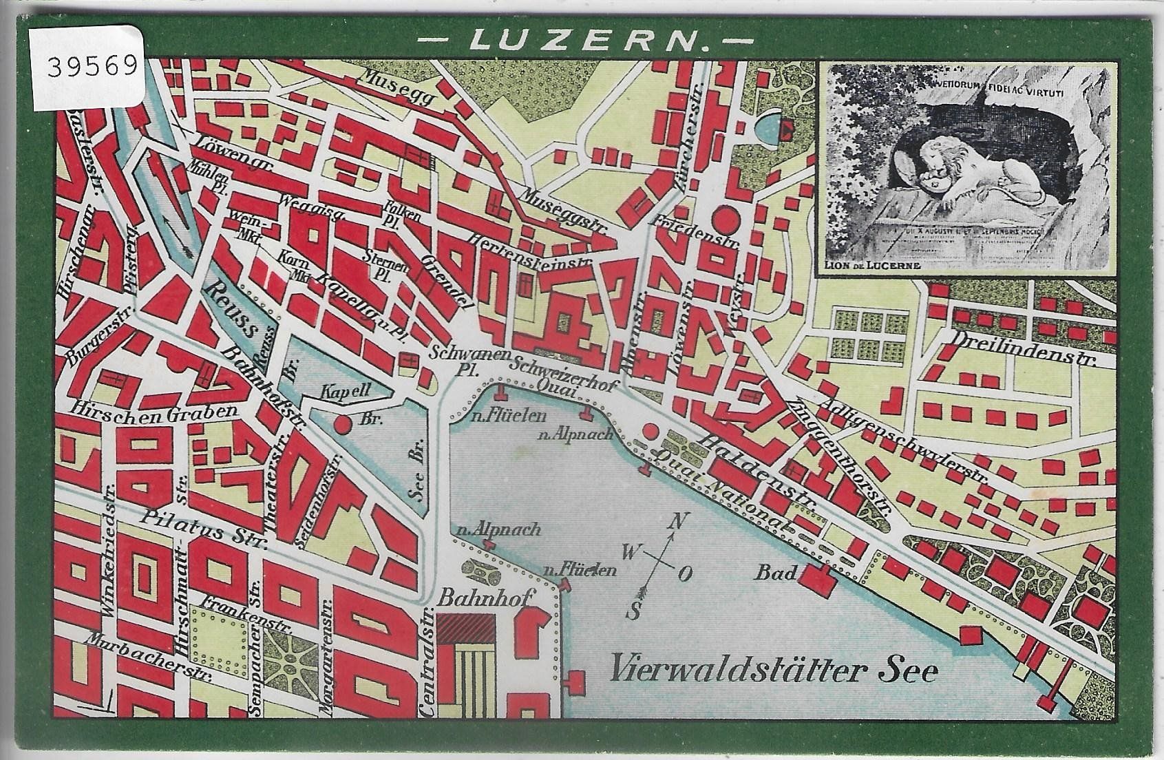 Cartoline postali: Luzern - Stadtplan - Litho – Usato da Ettingen venduto da Kartenplanet