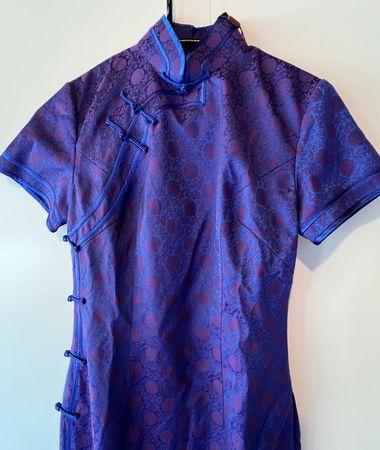 Robe chinoise Qipao 100% soie faite sur-mesure neuve T.36