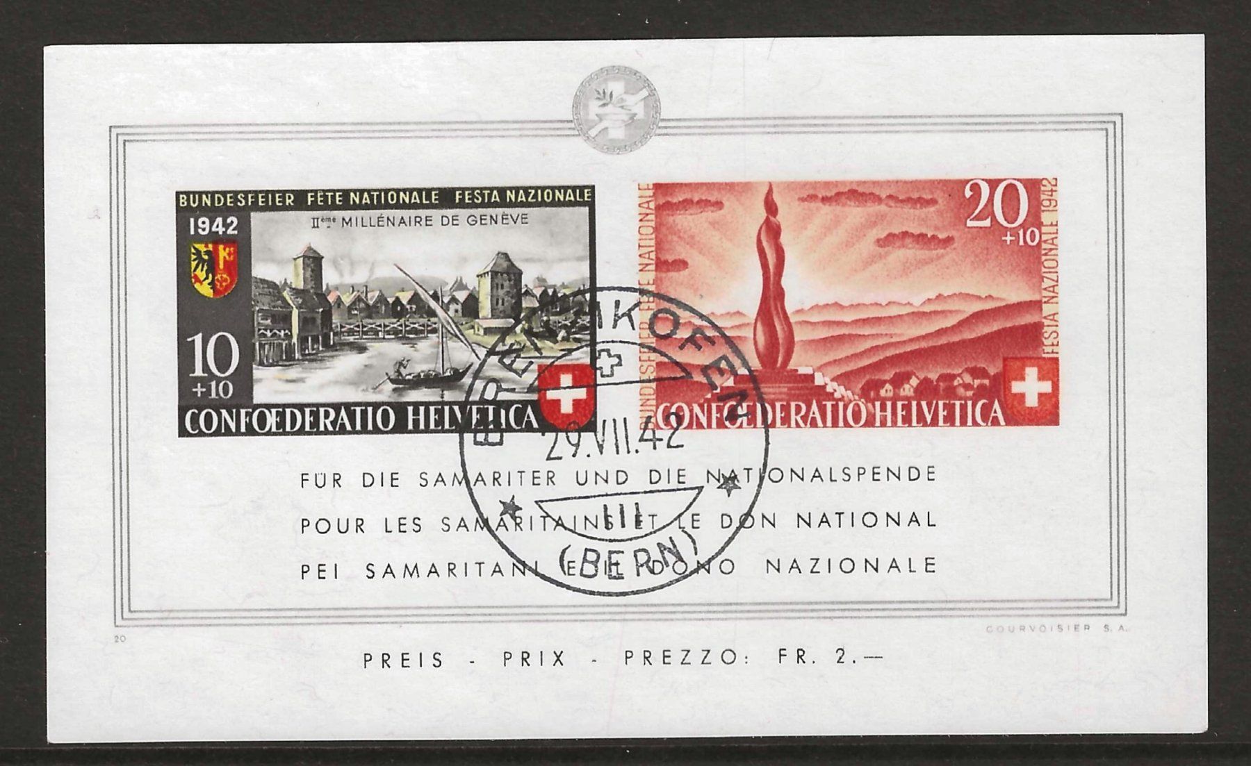 Alle Briefmarken: 1942 : Bundesfeierblock II - Brenzikofen – Gebraucht aus Gümligen von Geniusbuy