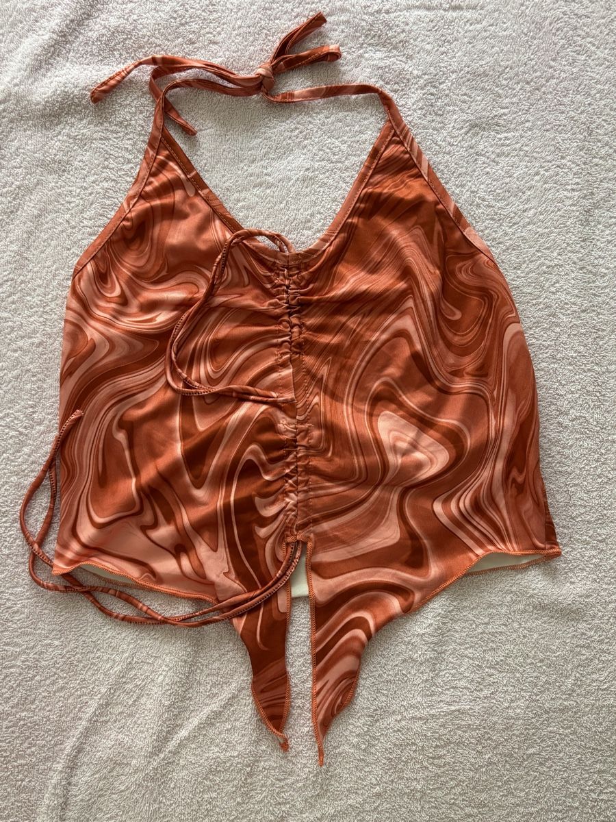 Shein Top: Damen Haltertop Muster orange Grösse L – Nuovo e nell'imballaggio originale da Arbon venduto da Viktoriaa