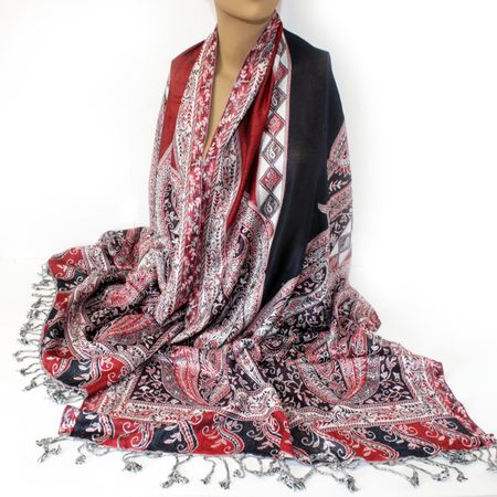 Damenschal Schal Viskose Paisley Pashmina 200x70 Rot 430