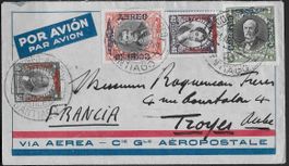 1929 Flugpost CHILE - FRANKREICH Flugpost Frankatur ab 1.-