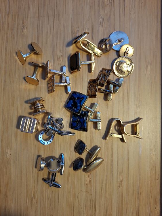 Réglages des boutons de manchette, style « snap-in » : accessoires de bijouterie vintage plaqués or, lot de 10 - France