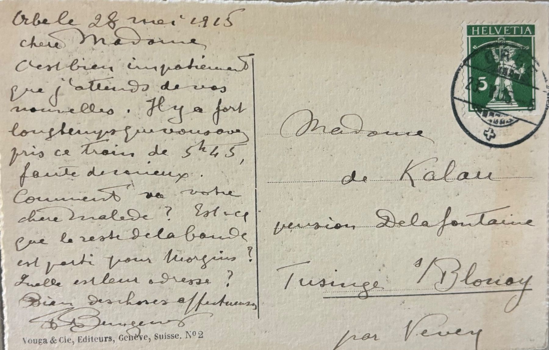 Cartoline postali: Genève, Cour de St-Pierre, 1915 – Usato da Frauenfeld venduto da Merk52 1
