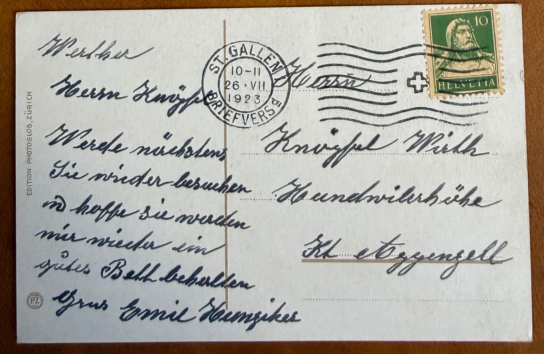Cartoline postali: St. Gallen - Broderbrunnen 1923 – Usato da Lutry venduto da Ediego 1