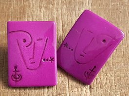 Ohrstecker apart picasso artig pinke Rechtecke