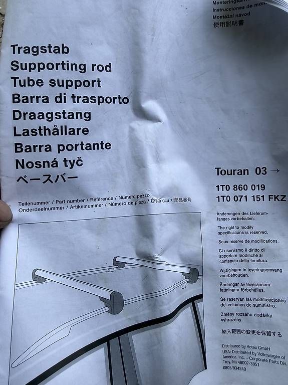 Portapacchi: Dachträger Original Touran – Usato da Auswil venduto da biklight 3