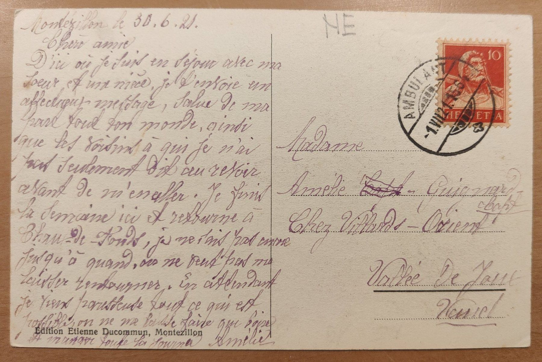 Cartoline postali: Bahn bei Montezillon um 1920 – Usato da St. Erhard venduto da Chaeferli6 1