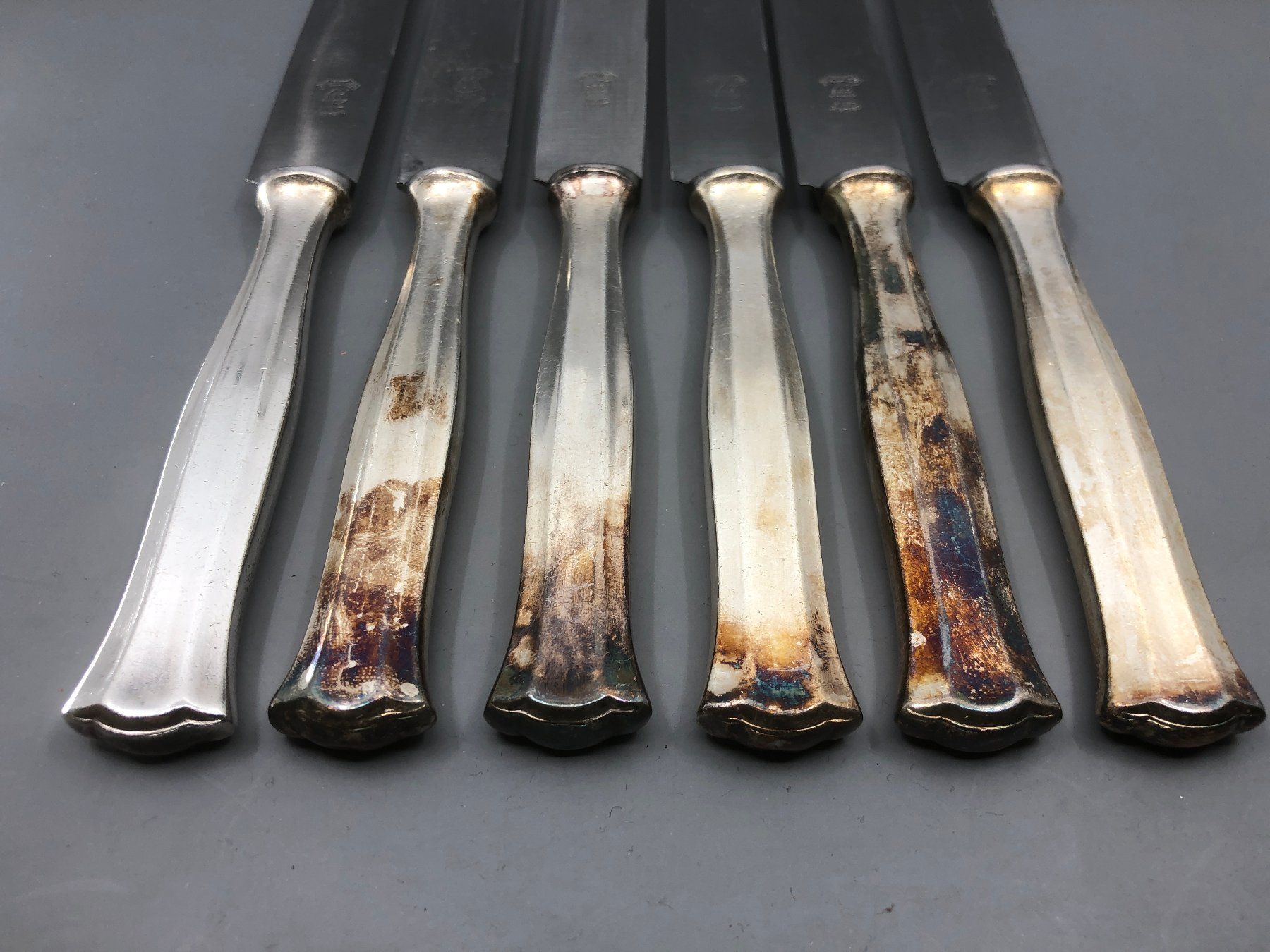 Posate: 6 Tafelmesser versilbert Wellner Jugendstil Modell 520 – Usato da Basel venduto da Tiabeanie 2