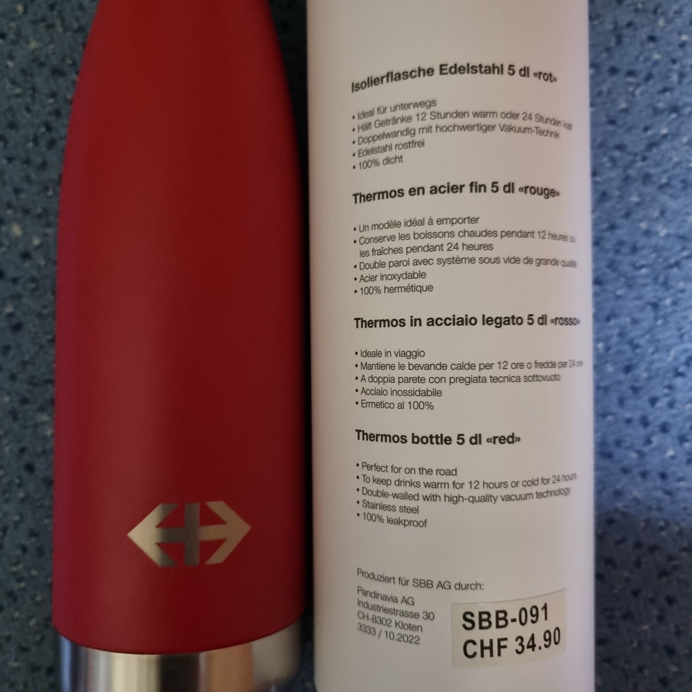 Borracce & Thermos: NEUE SBB Thermosflasche – Nuovo e nell'imballaggio originale da Arth venduto da Africa44 2
