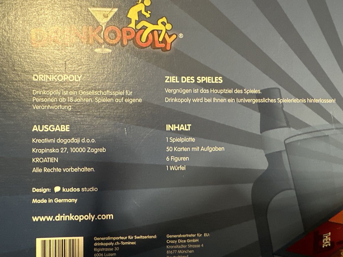 Giochi: Drinkopoly Gesellschaftsspiel Spielabend – Usato da Sarmenstorf venduto da T.Sunl8 2