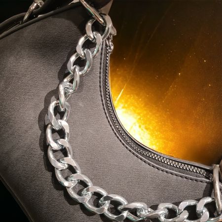 Sac Noir/Femme (Main/Épaule) Chaîne Argenté en fer
