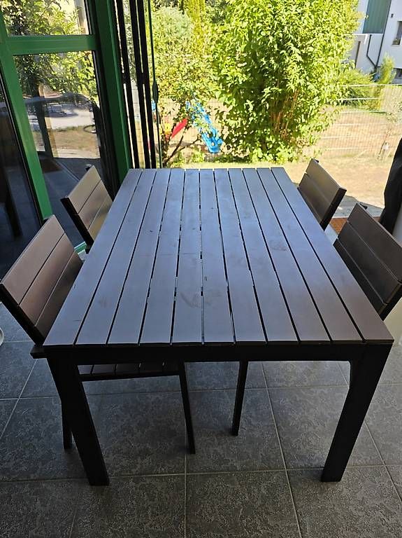 Tavoli: Gartentisch braun/schwarz inkl. 4 Stühle, 160x100cm – Usato da Riedholz venduto da dome1987 2