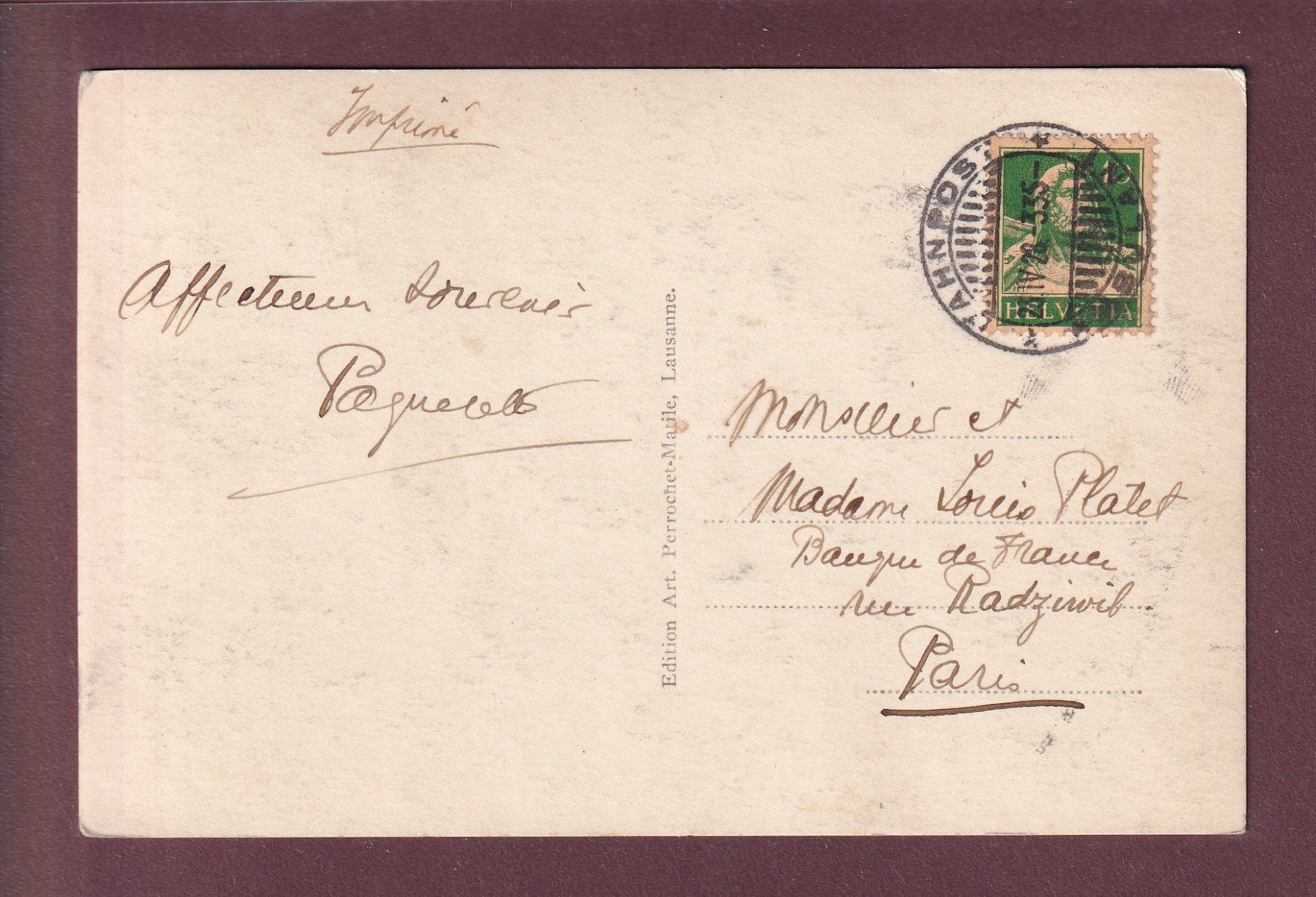 Cartoline postali: NEUCHÂTEL - La Collégiale - 1928 – Usato da Pully venduto da nicecards 1