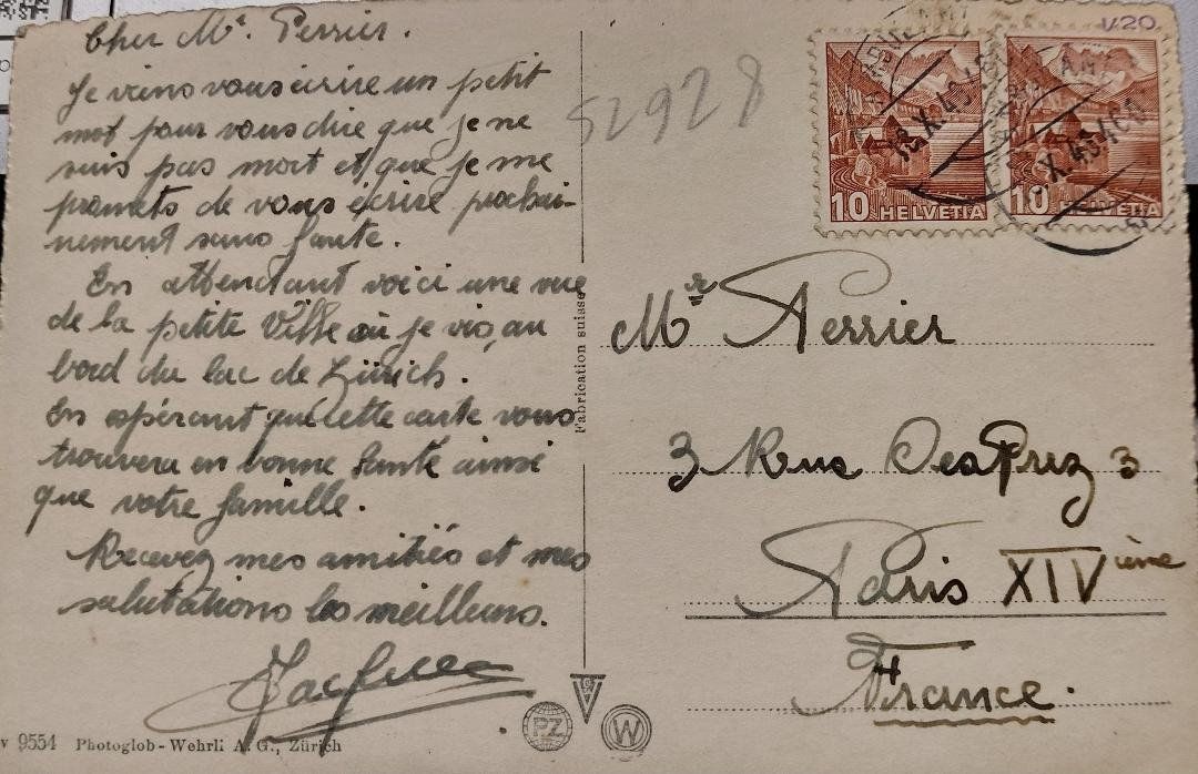 Cartoline postali: HERRLIBERG - 1946 – Usato da Delémont venduto da Domdom1 1