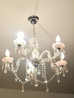 Kronleuchter mit Glasbehang 5-flammig gebraucht