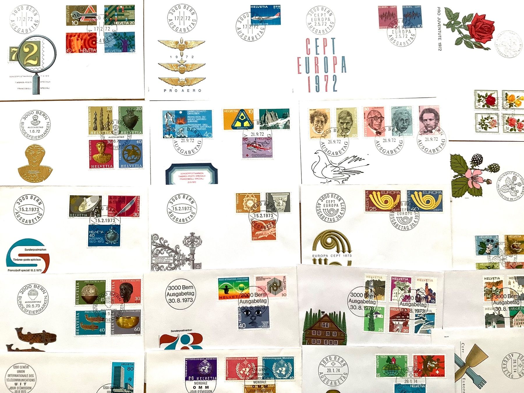 Tutti i francobolli: 1972 - 73 - 74 - Schweiz FDC – Nuovo (secondo la descrizione) da Liestal venduto da Pep3 1