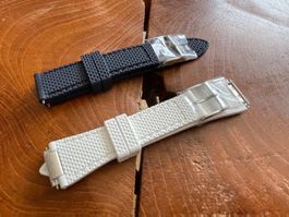 Neue 2x Frederique Constant Kautschukarmband Weiss/Blau