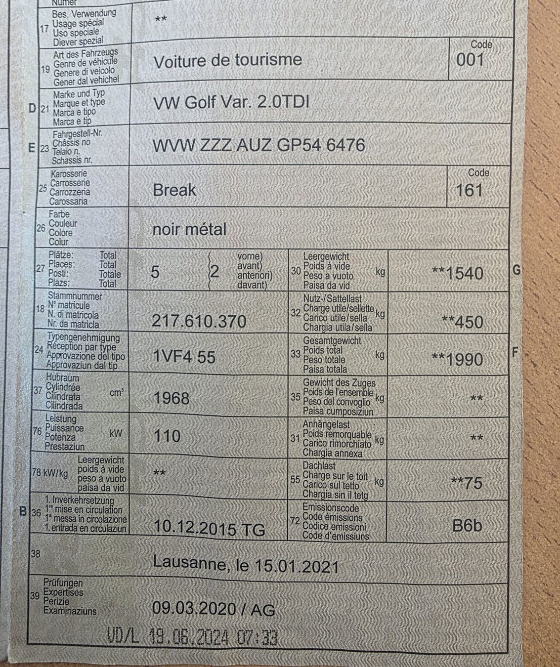 VW Autos: VW Golf 2.0 TDI Variant – Gebraucht aus Regensdorf von Bay2020 9