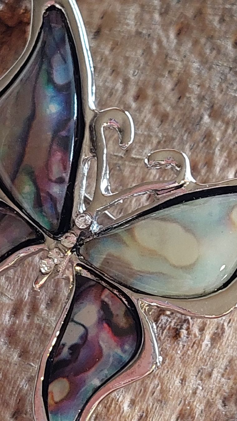 Spille & Fermagli: Schöne Brosche, Schmetterling mit Abalone-Muschel – Nuovo (secondo la descrizione) da Oberwil BL venduto da Hunajakakku 3