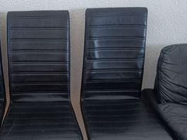 2 x Küchenstühle, Esstischstühle Leder schwarz