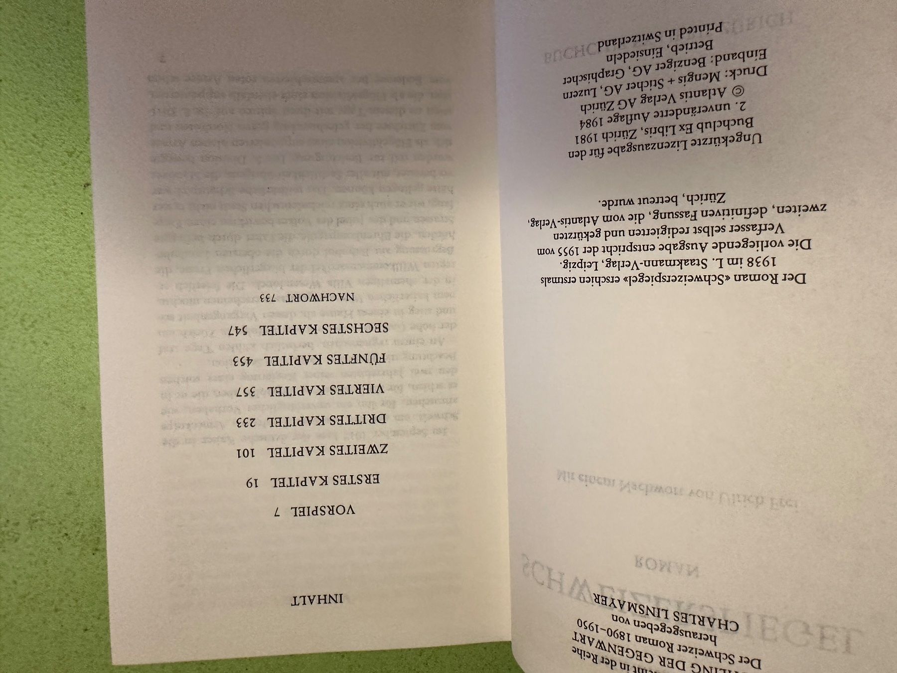 Libri: Meinrad Inglin: Schweizerspiegel. – Usato da Zürich venduto da allp 3