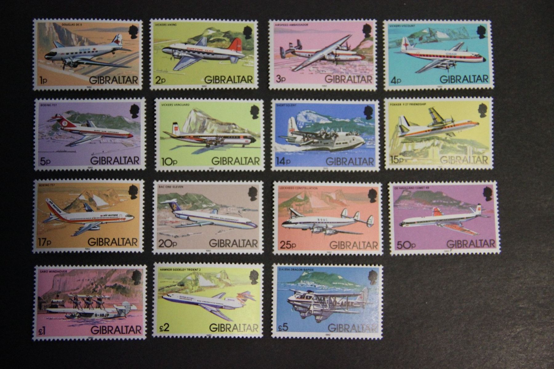 Alle Briefmarken: Gibraltar 1982 - Definitives - Aeroplanes** – Neu (gemäss Beschreibung) aus Jona von Southafrica07