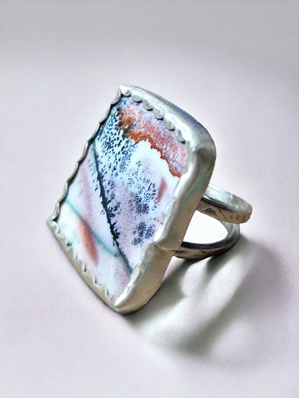 Anelli: Statement-Ring Silber & Dendritopal. Grösse 56,5. – Nuovo e nell'imballaggio originale da Aarau venduto da Schmuckhoehle_MD 7
