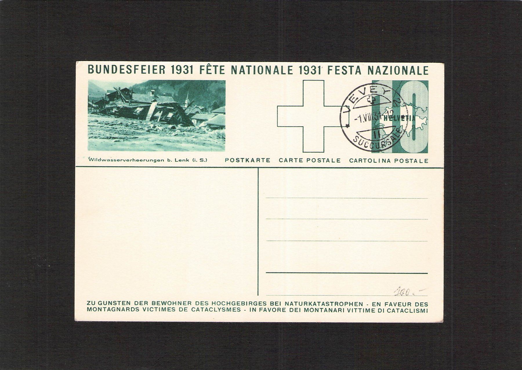 Tutti i francobolli: FDC Bundesfeierkarte Nr. 53 h , 1.Vlll.1931 – Usato da Reichenburg venduto da Pipo-67