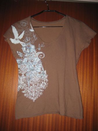 T-Shirt rehbraun mit Aufdruck Grösse S