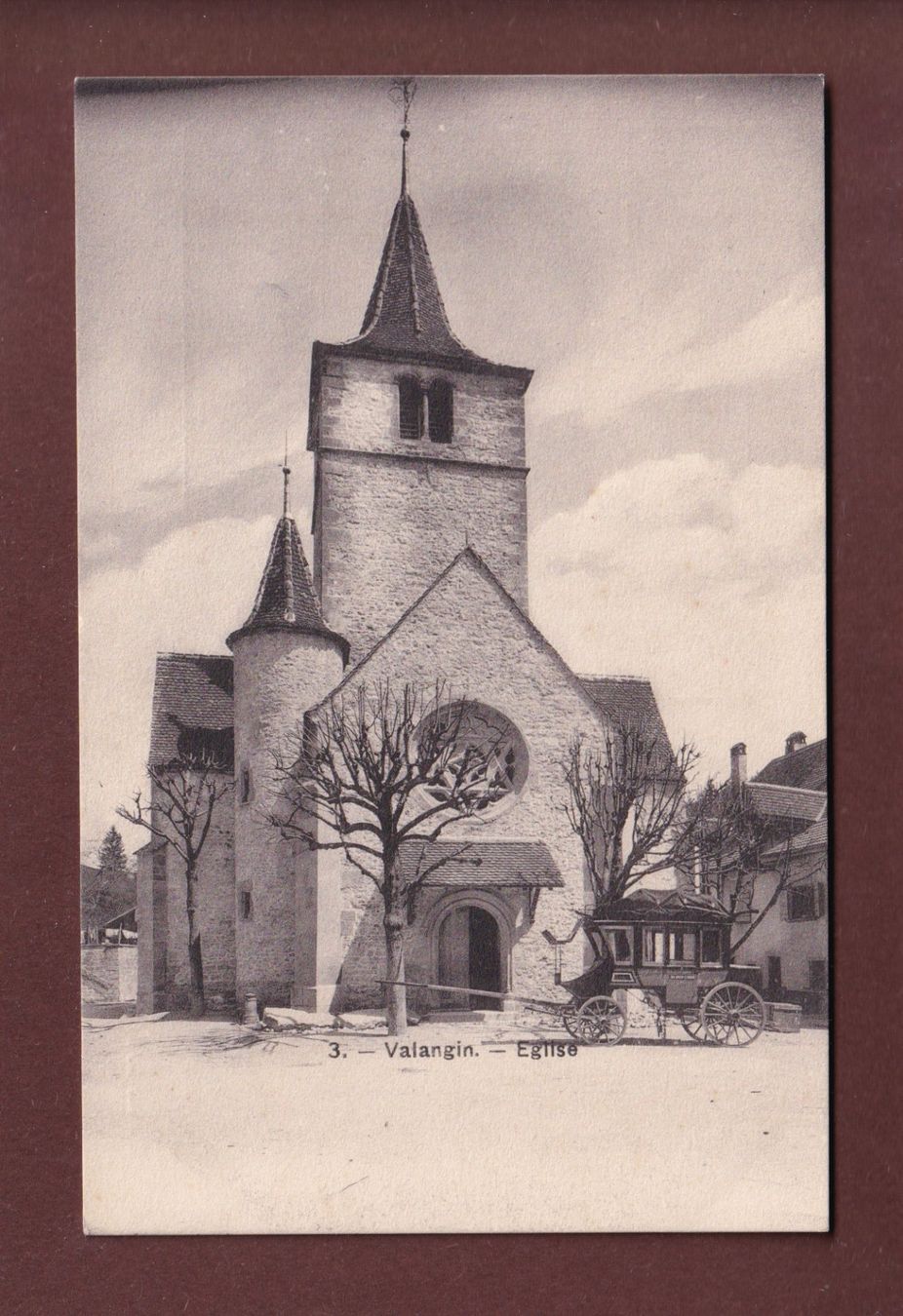 Cartoline postali: VALANGIN - Eglise - Carrosse – Usato da Pully venduto da nicecards