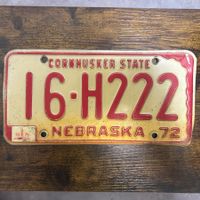 🇺🇸 1972 Vintage U.S. Autoschild - Nebraska 16-H222