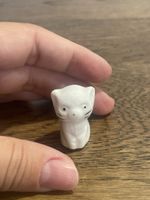 Keramik Katze weiss Dekofigur Miniatur guter Zustand