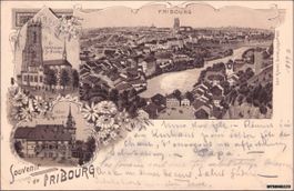 Fribourg // 1899 Litho Souvenir // Lithografie