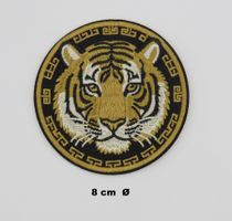 TIGERKOPF - Aufnäher - Aufbügler - Stickerei -  8cm Ø