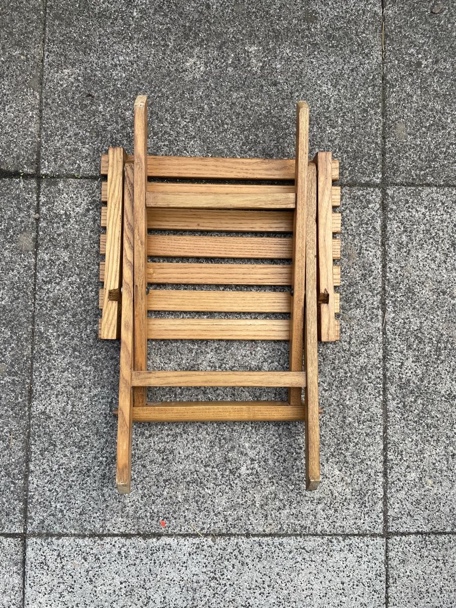 Sgabelli: Ancien Tabouret Pliable en Bois – Usato da Vallamand venduto da Bricbracbroc82 6