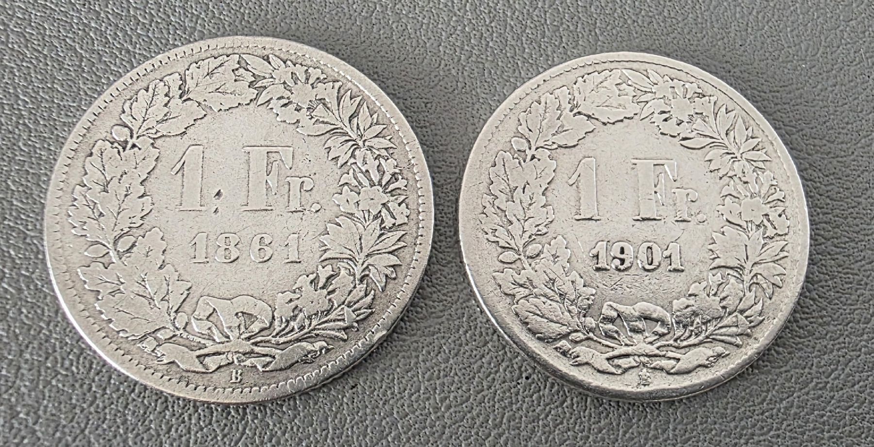 Alle Münzen: 2x 1 Fr. 1861 und 1902 – Gebraucht aus Niederuzwil von 262305