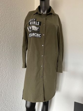 Hemdblusen Kleid Olivgrün Gr M