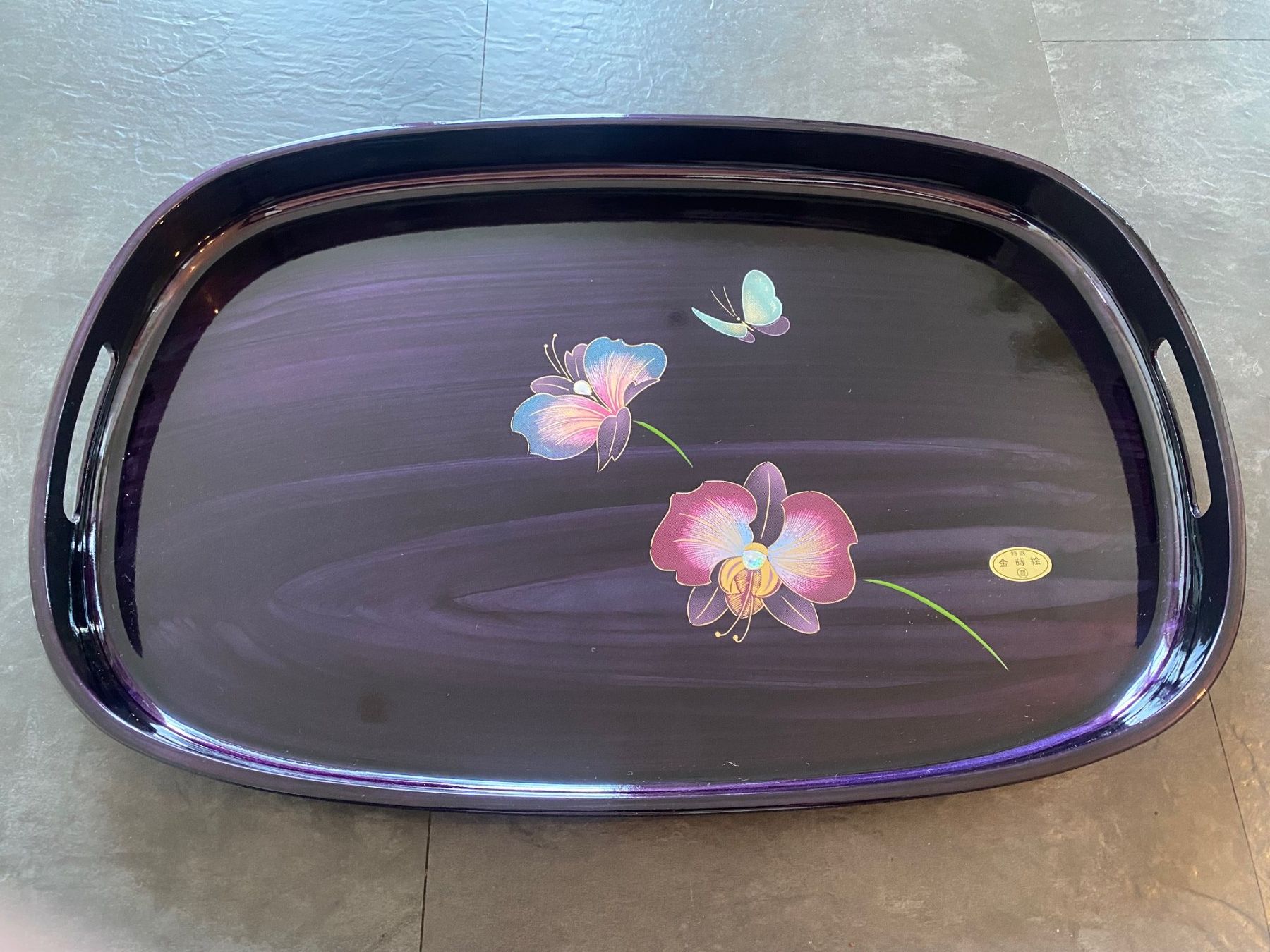 Piatti di portata: Japan Serviertablett mit Orchideendekor und Blattgold – Nuovo e nell'imballaggio originale da Aarau venduto da chicochicomama