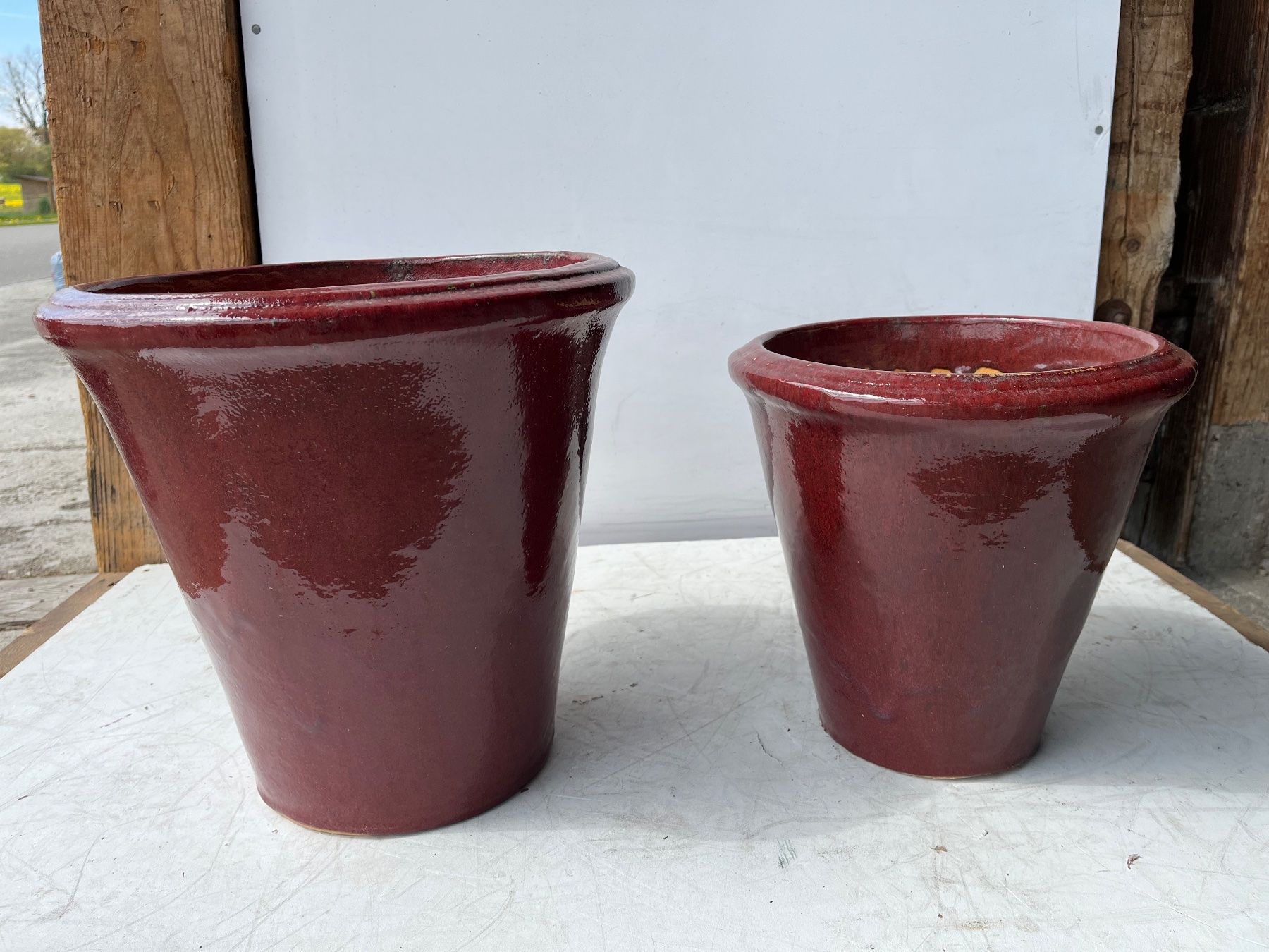Vasi per fiori: 2 Stk. Gartentopf, Keramik glasiert, rot – Usato da Wetzikon ZH venduto da seli03