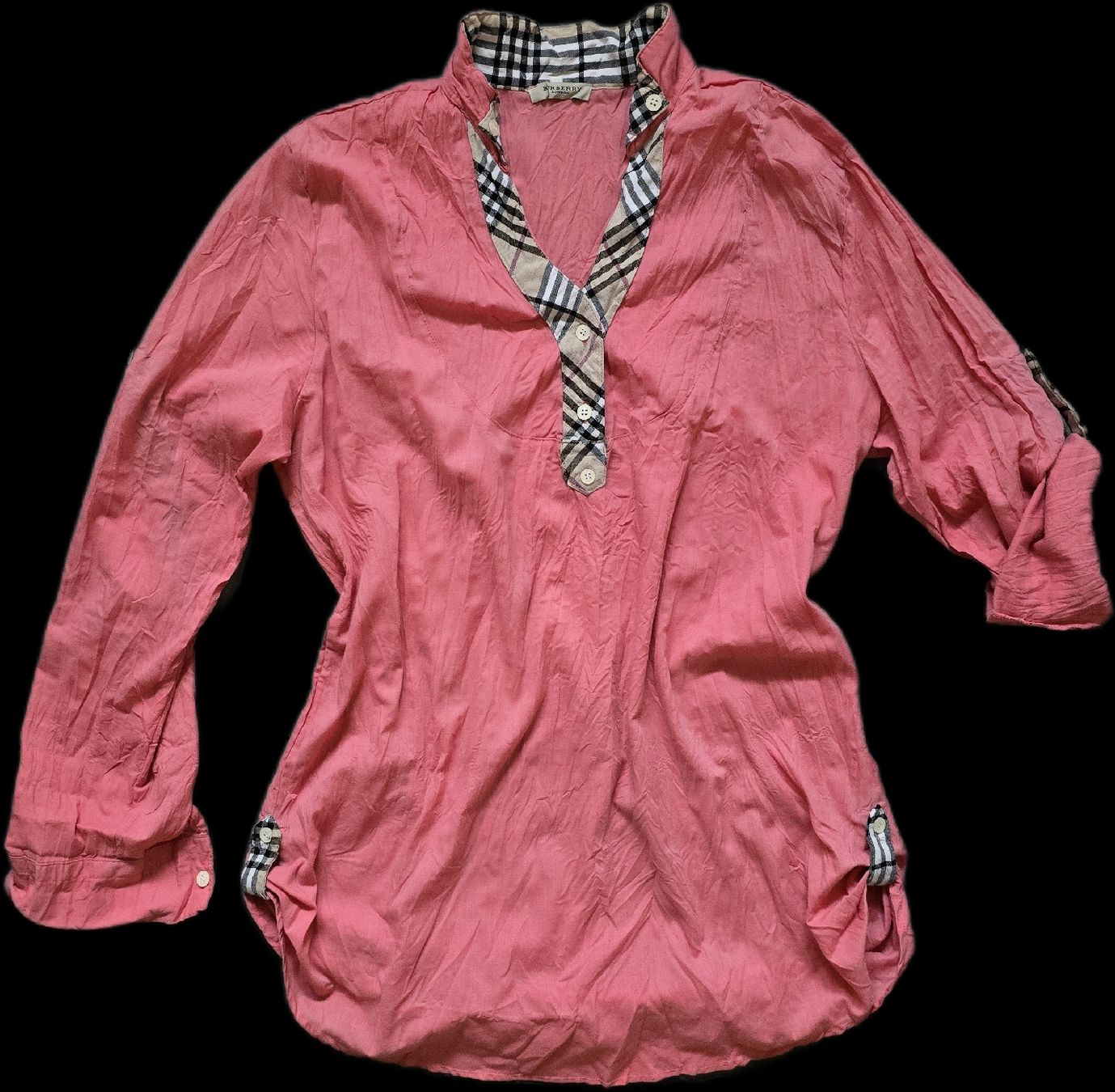 Tuniche: Damen Bluse Tunika rosa Gr L karierte Kragendetails – Usato da Teufenthal AG venduto da thuzsu